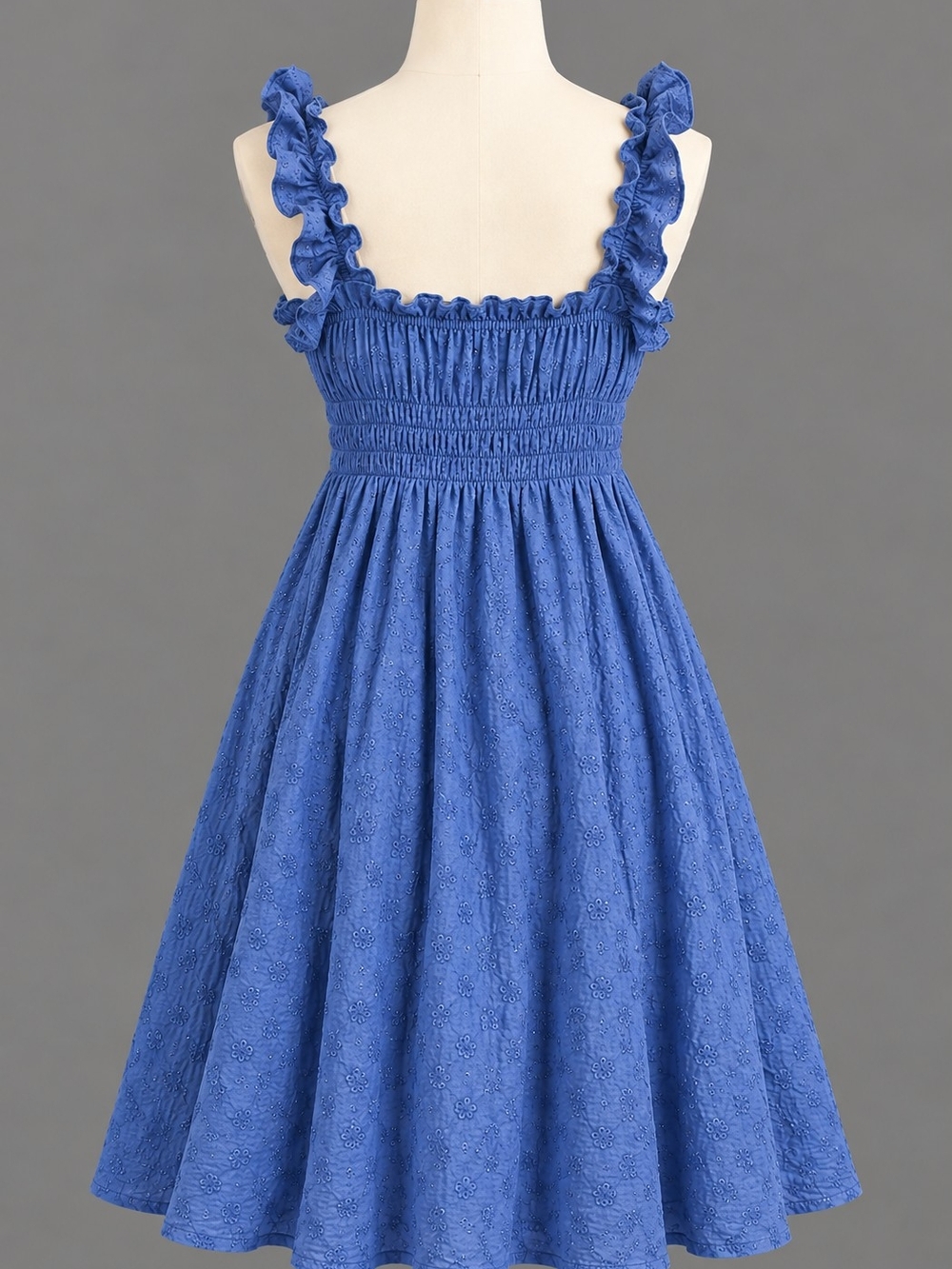 Angie Blue Eyelet Ruffle Strap Sundress Women’s Size M 100% Cotton - Picture 2 of 5